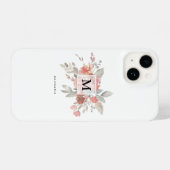 Elegant Blush Pink Floral Monogram iPhone Hoesje (Achterkant horizontaal)