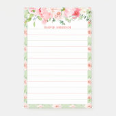 Elegant Blush Pink Floral | Naam van het uitgelijn Post-it® Notes (Voorkant)