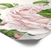 Elegant Blush Pink Floral op Cream Wedding Poster (Hoek)