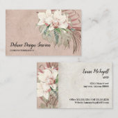 Elegant Blush Pink Floral Orchid Foliage Greenery Visitekaartje (Voorkant / Achterkant)