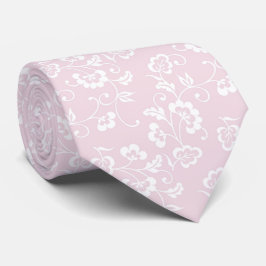 Elegant Blush Pink Floral Pattern Stropdas