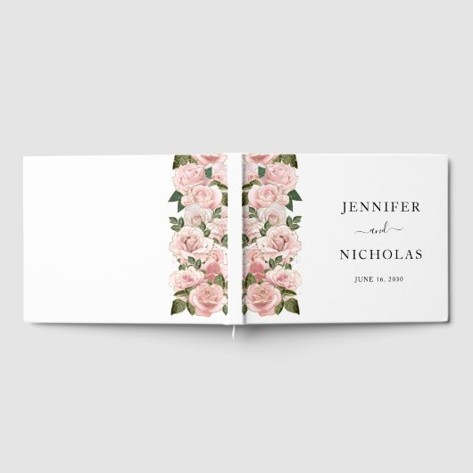 Elegant Blush Pink Floral Peonies Wedding Gastenboek (Volledig)