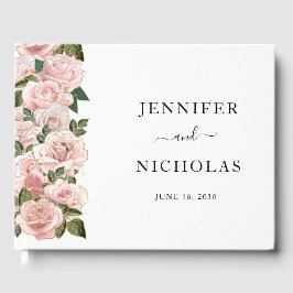 Elegant Blush Pink Floral Peonies Wedding Gastenboek