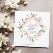 Elegant Blush Pink Floral Peony Easter Brunch Hunt Kaart