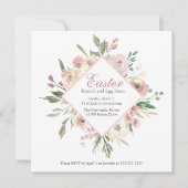 Elegant Blush Pink Floral Peony Easter Brunch Hunt Kaart (Voorkant)