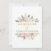 Elegant Blush Pink Floral Peony Gold Script Save The Date (Achterkant)