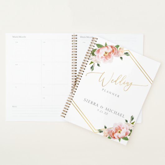 Elegant Blush Pink Floral Peony Gold Wedding Planner (Display)
