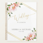 Elegant Blush Pink Floral Peony Gold Wedding Planner (Voorkant)