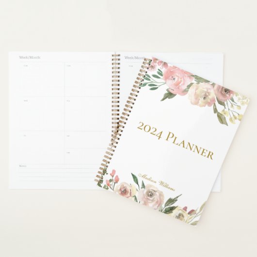 Elegant Blush Pink Floral Peony op persoonlijke ti Planner (Display)