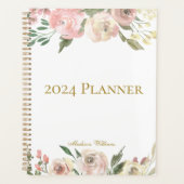 Elegant Blush Pink Floral Peony op persoonlijke ti Planner (Voorkant)