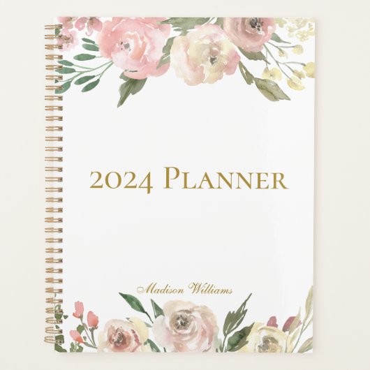 Elegant Blush Pink Floral Peony op persoonlijke ti Planner (Voorkant)