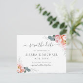 Elegant Blush Pink Floral Peony Save The Date Aankondigingskaart (Staand voorkant)