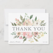 Elegant Blush Pink Floral Peony Spring Wedding Bedankkaart (Voorkant)