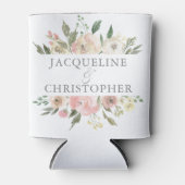 Elegant Blush Pink Floral Peony Spring Wedding Blikjeskoeler (Voorkant)