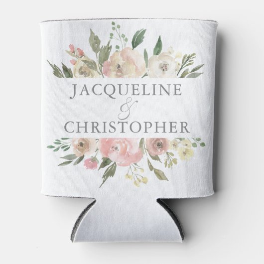 Elegant Blush Pink Floral Peony Spring Wedding Blikjeskoeler (Voorkant)