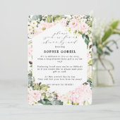 Elegant Blush Pink Floral per mail Baby shower Kaart (Staand voorkant)