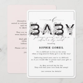 Elegant Blush Pink Floral per mail Baby shower Kaart