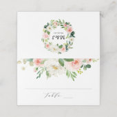 Elegant Blush Pink Floral Personalized Weddenschap Plaatskaartje (Buitenkant ongevouwen)