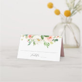 Elegant Blush Pink Floral Personalized Weddenschap Plaatskaartje (Voorkant)