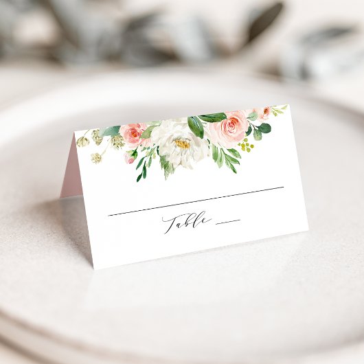 Elegant Blush Pink Floral Personalized Weddenschap Plaatskaartje