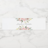 Elegant Blush Pink Floral Personalized Weddenschap Waterfles Etiket (Enkel label)