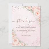 Elegant Blush Pink Floral Photo Funeral Memorial Bedankkaart (Achterkant)