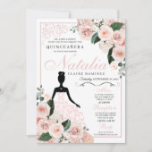 Elegant Blush Pink Floral Quinceanera Birthday Kaart (Voorkant)