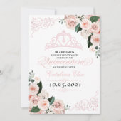 Elegant Blush Pink Floral Quinceanera Birthday Kaart (Voorkant)