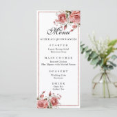 Elegant Blush Pink Floral Quinceanera Birthday Menu (Staand voorkant)
