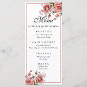 Elegant Blush Pink Floral Quinceanera Birthday Menu (Voorkant)