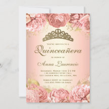 Elegant Blush Pink Floral Quinceanera