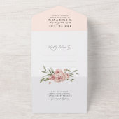 Elegant Blush Pink Floral Roos Botanical Weddensch All In One Uitnodiging (Buitenkant)