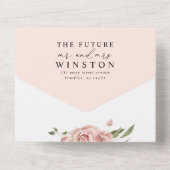 Elegant Blush Pink Floral Roos Botanical Weddensch All In One Uitnodiging (Achterkant)