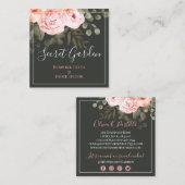 Elegant Blush Pink Floral Roos Moderne sociale med Vierkante Visitekaartje (Voorkant / Achterkant)