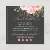 Elegant Blush Pink Floral Roos Moderne sociale med Vierkante Visitekaartje (Achterkant)