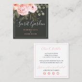 Elegant Blush Pink Floral Roos Moderne sociale med Vierkante Visitekaartje (Voorkant / Achterkant)
