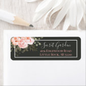 Elegant Blush Pink Floral Rozen Modern adres Etiket (Insitu)