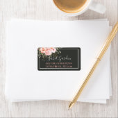 Elegant Blush Pink Floral Rozen Modern adres Etiket (Insitu)