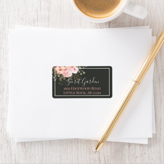 Elegant Blush Pink Floral Rozen Modern adres Etiket (Insitu)