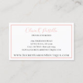 Elegant Blush Pink Floral Rozen Moderne Chic Simpl Visitekaartje (Achterkant)