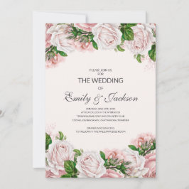 Elegant Blush Pink Floral Rozen Weddenschap Kaart