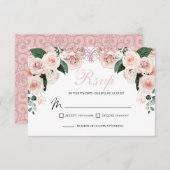 Elegant Blush Pink Floral RSVP Enclosure Card (Voorkant / Achterkant)