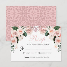 Elegant Blush Pink Floral RSVP Enclosure Card Kaartje