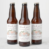 Elegant Blush Pink Floral Rustic Weddenschap Dank Bier Etiket (Flessen)