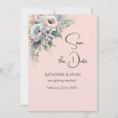 Elegant Blush Pink Floral Save the Date Wedding Kaart (Voorkant)
