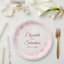 Elegant Blush Pink Floral Simple Boho Chic Wedding Papieren Bordje
