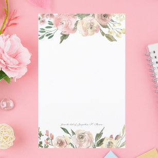 Elegant Blush Pink Floral Speciaal Briefpapier