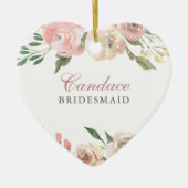 Elegant Blush Pink Floral Specialized Bridesmaid Keramisch Ornament (Voorkant)