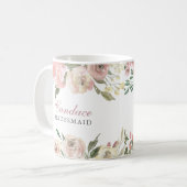 Elegant Blush Pink Floral Specialized Bridesmaid Koffiemok (Voorkant links)
