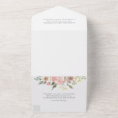 Elegant Blush Pink Floral Spring Garden Wedding All In One Uitnodiging (Buitenkant)
